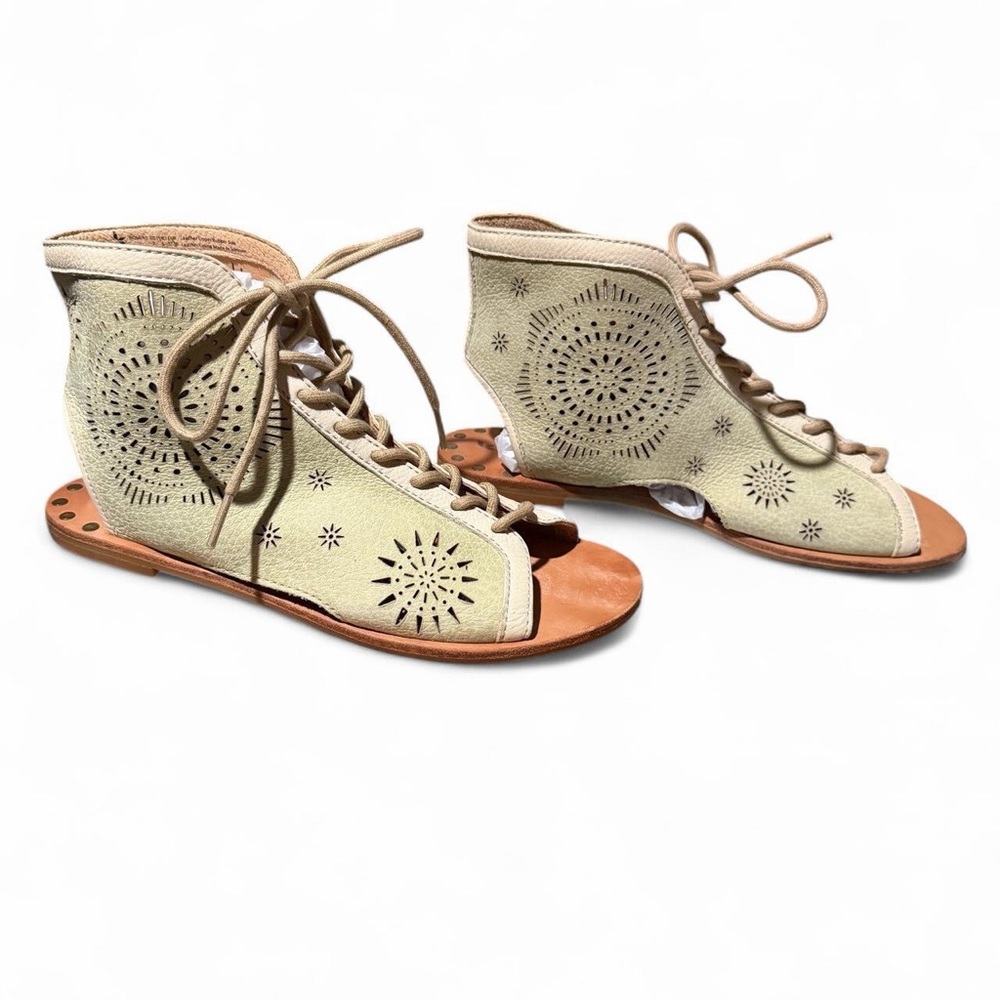 Koolaburra mint and cream Fion Laser Cut Leather Boots Sandal